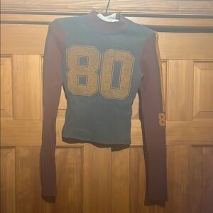 Fitted Graphic Long Sleeve Jersey in Brown and Gray